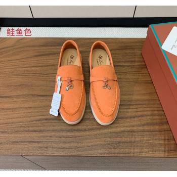 Loro Piana Suede Flat Loafers with Charm Light Orange 2024 0812 (MD-240812109)