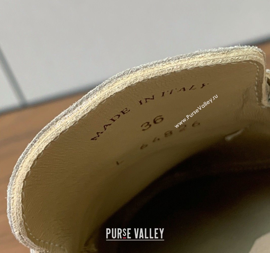 Loro Piana Suede Flat Mules Khaki 2024 0812 (MD-240812047)