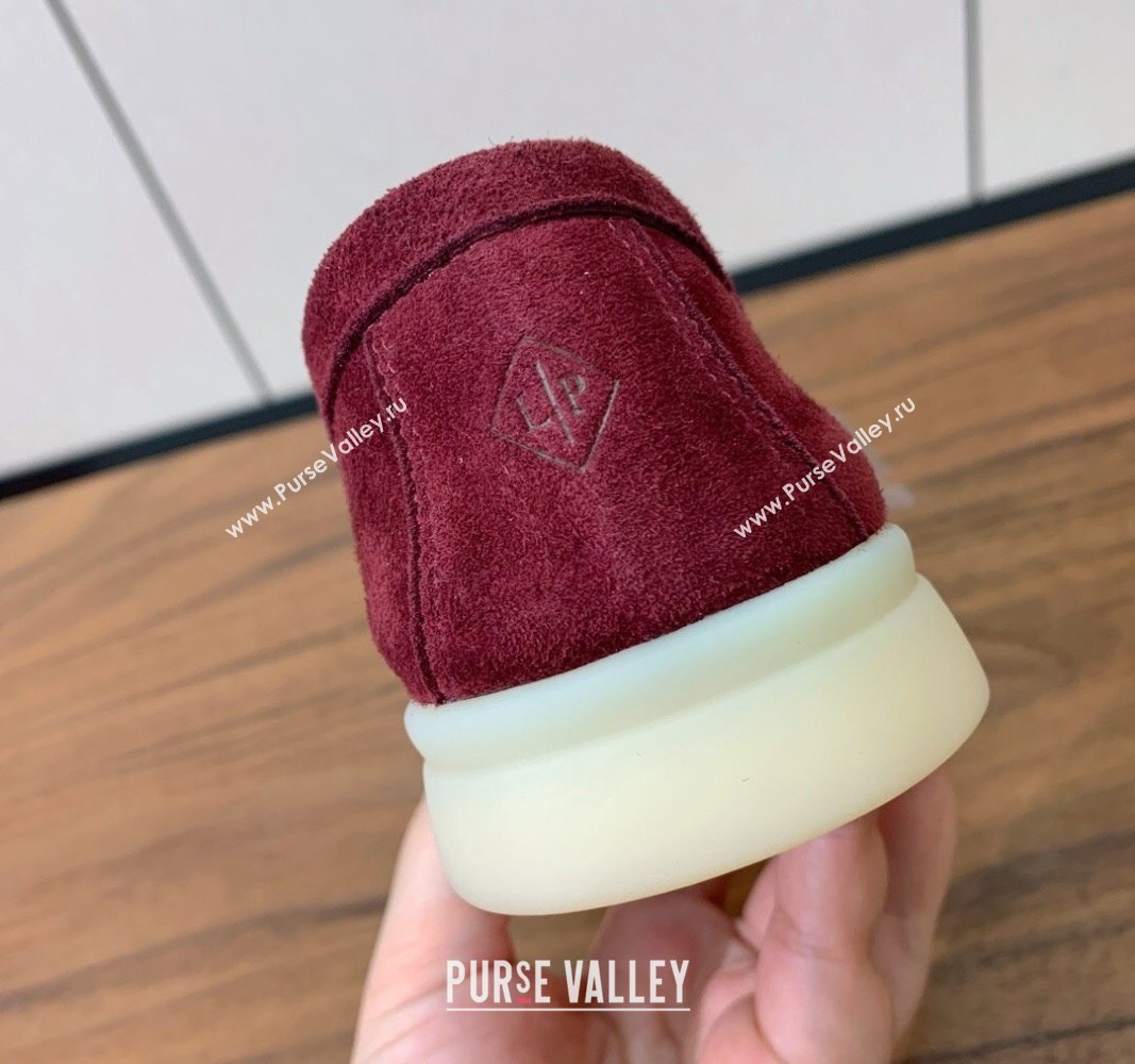 Loro Piana Suede Flat Loafers with Charm Dark Burgundy 2024 0812 (MD-240812112)