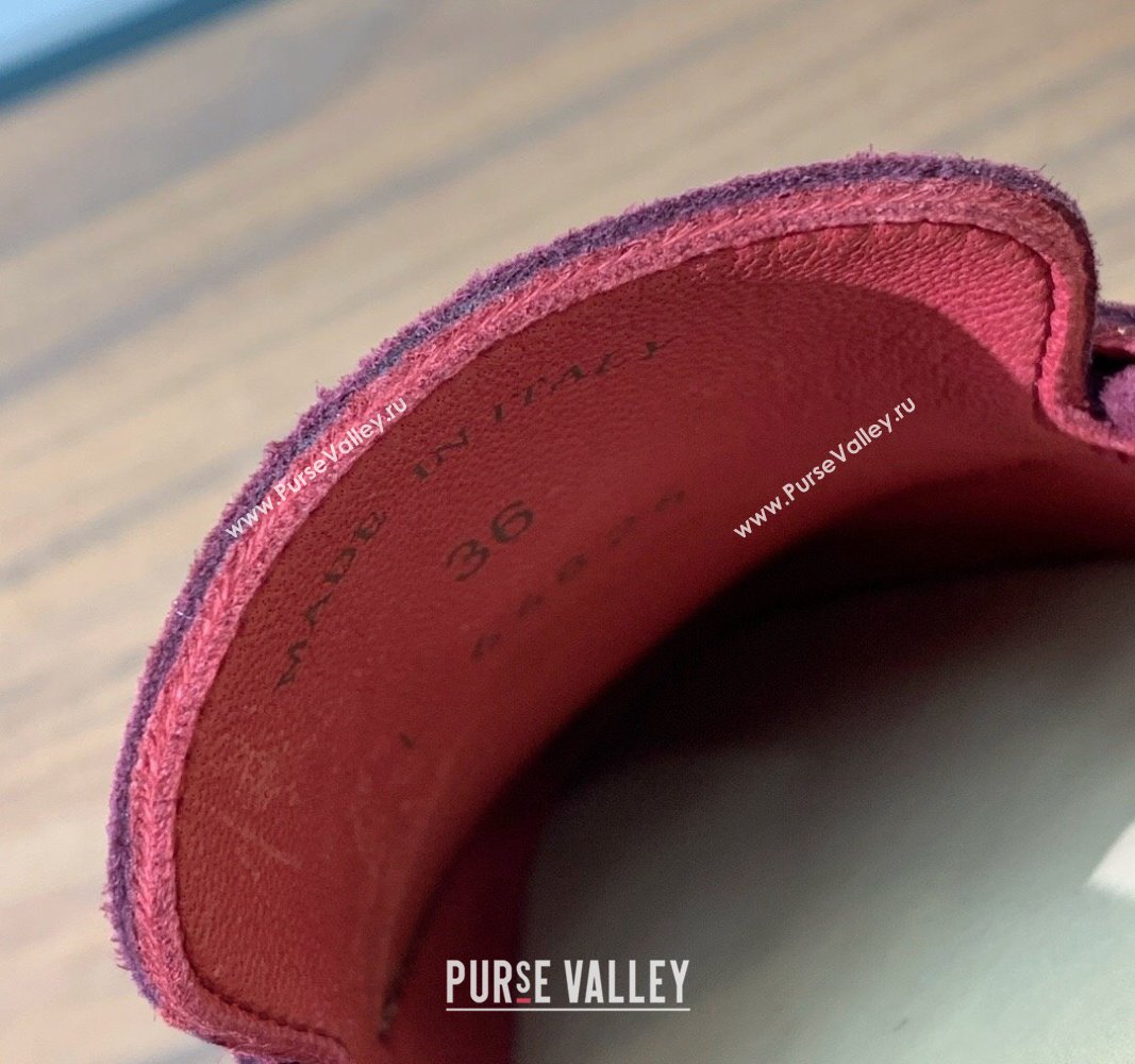 Loro Piana Suede Flat Loafers with Charm Dark Burgundy 2024 0812 (MD-240812112)