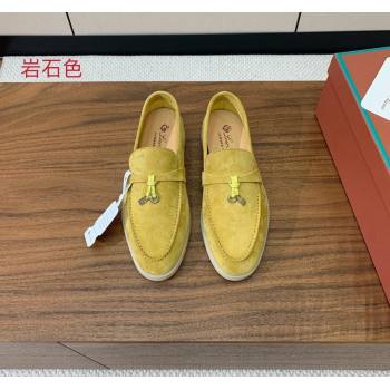 Loro Piana Suede Flat Loafers with Charm Yellow 2024 0812 (MD-240812113)