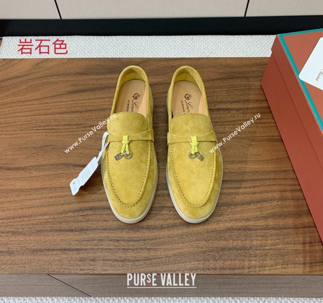 Loro Piana Suede Flat Loafers with Charm Yellow 2024 0812 (MD-240812113)