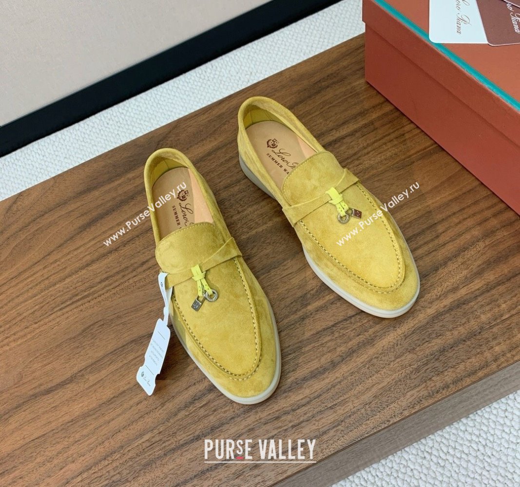 Loro Piana Suede Flat Loafers with Charm Yellow 2024 0812 (MD-240812113)