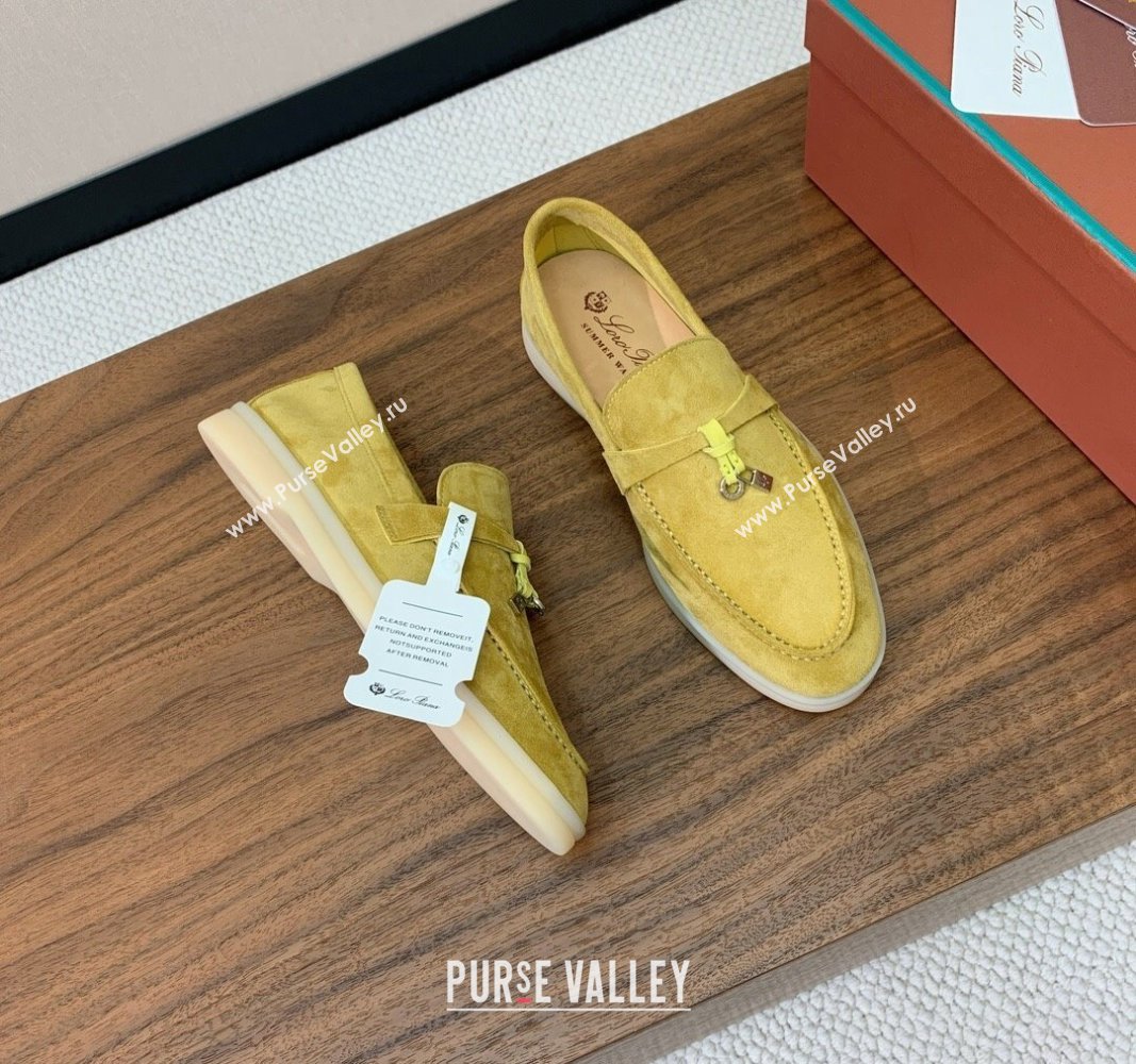 Loro Piana Suede Flat Loafers with Charm Yellow 2024 0812 (MD-240812113)