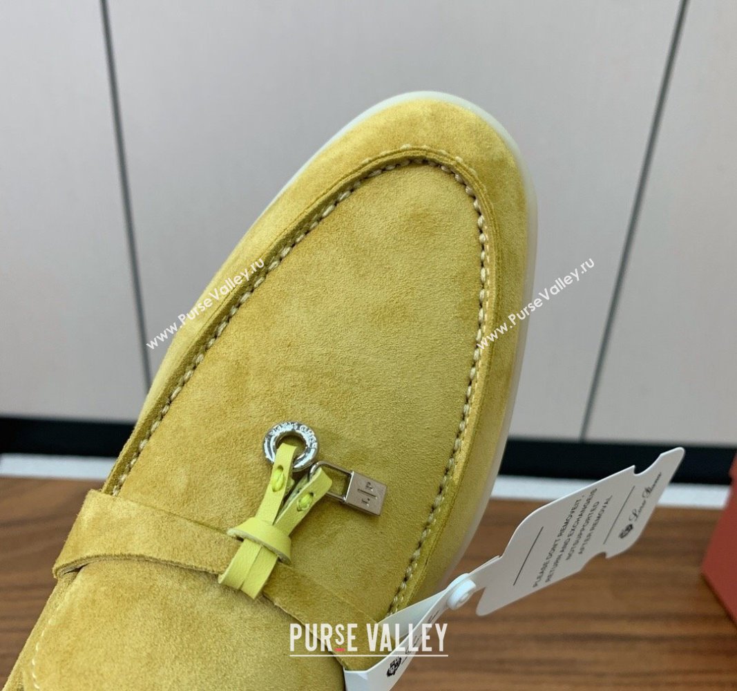 Loro Piana Suede Flat Loafers with Charm Yellow 2024 0812 (MD-240812113)