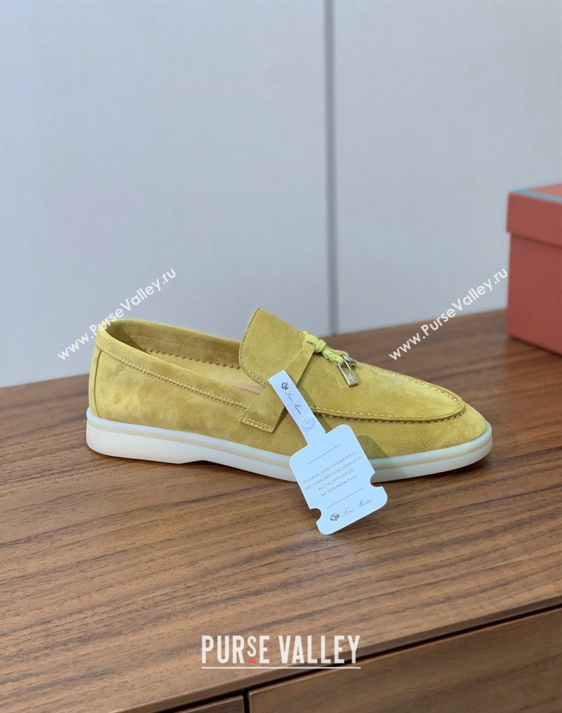 Loro Piana Suede Flat Loafers with Charm Yellow 2024 0812 (MD-240812113)