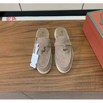 Loro Piana Suede Flat Mules Camel 2024 0812 (MD-240812049)