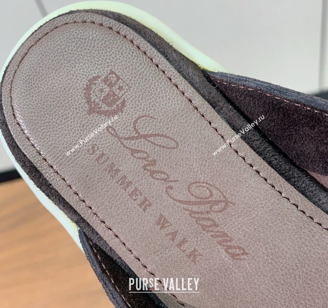 Loro Piana Suede Flat Mules Coffee Brown 2024 0812 (MD-240812051)