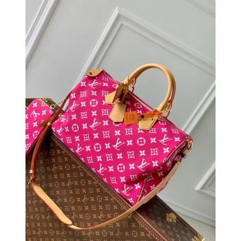 Louis Vuitton RUNWAY Speedy P9 Bandouliere 40 Bag in Soft Calfskin M11563 Dark Pink 2024 (KI-240716104)