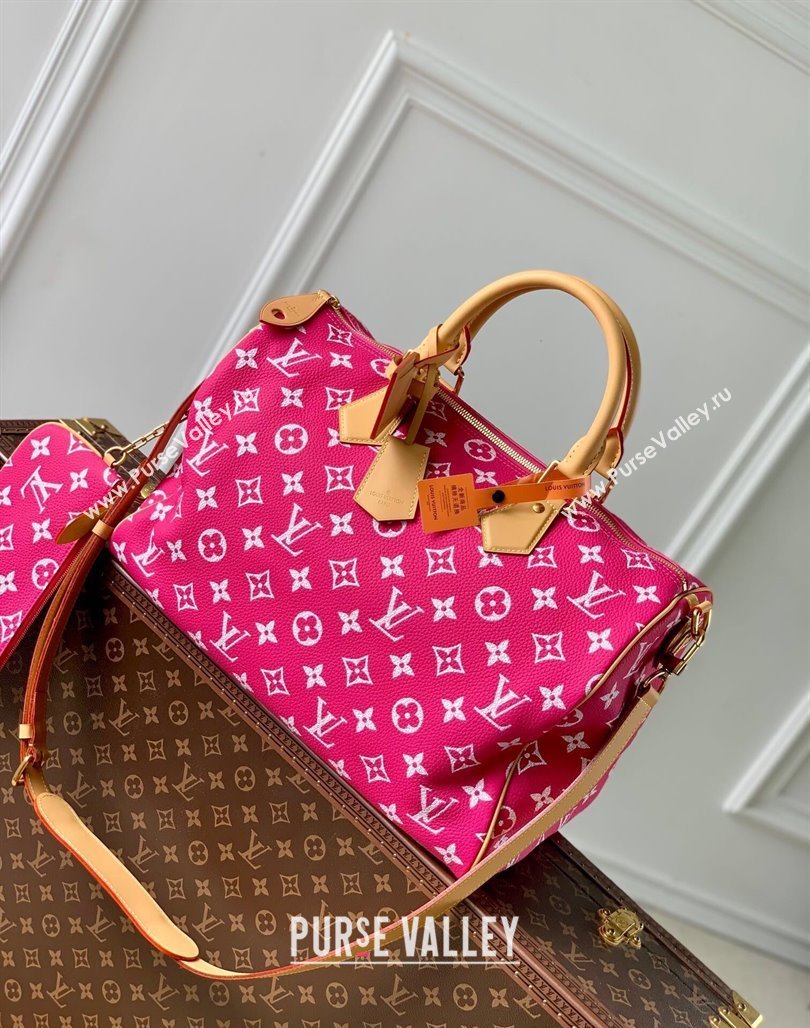 Louis Vuitton RUNWAY Speedy P9 Bandouliere 40 Bag in Soft Calfskin M11563 Dark Pink 2024 (KI-240716104)