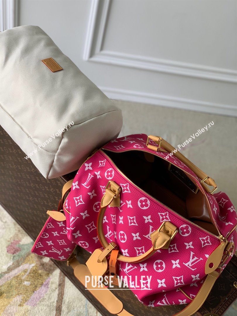 Louis Vuitton RUNWAY Speedy P9 Bandouliere 40 Bag in Soft Calfskin M11563 Dark Pink 2024 (KI-240716104)