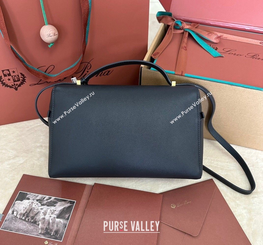 Loro Piana Extra Pocket Pouch L27 in Palm-Grained Calfskin Dark Blue 2024 (TZ-240717143)