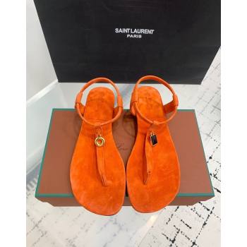 Loro Piana Mindi Suede Flat Thong Sandal Orange 2024 0724 (KER-240724066)