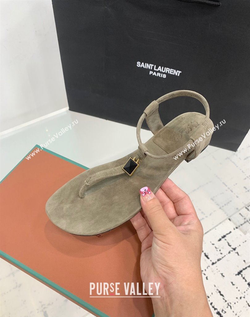 Loro Piana Mindi Suede Flat Thong Sandal Grey 2024 0724 (KER-240724068)