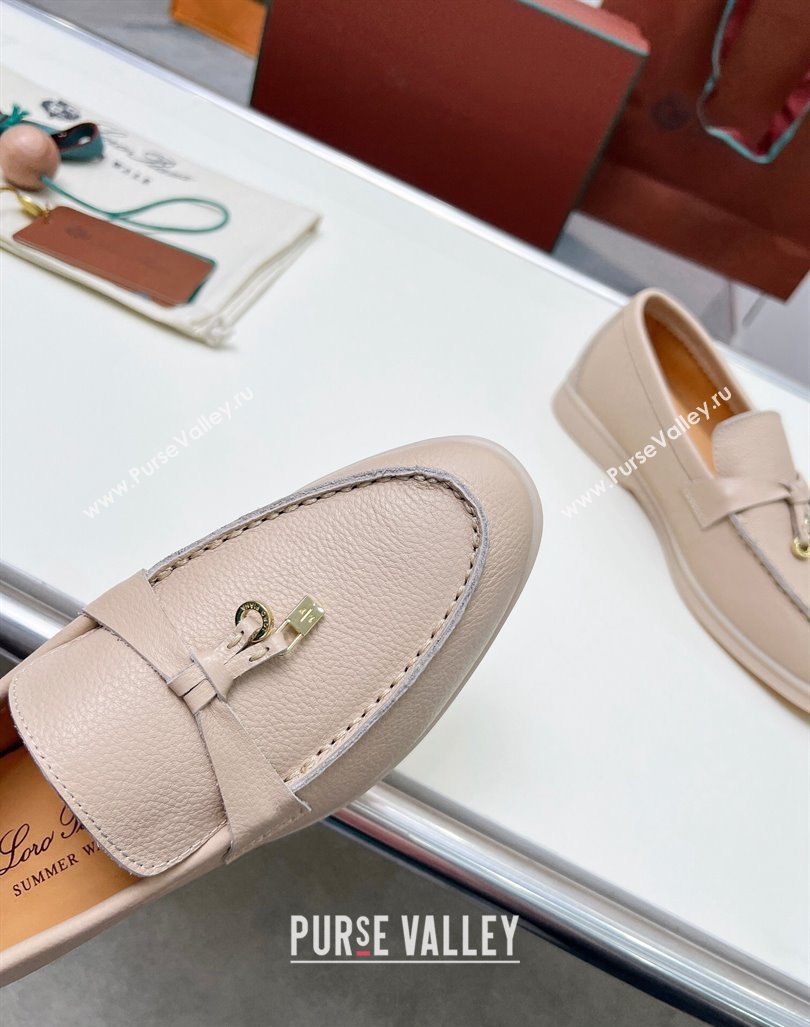 Loro Piana Grained Leather Loafers Rose Beige 2024 0904 (MD-240904086)