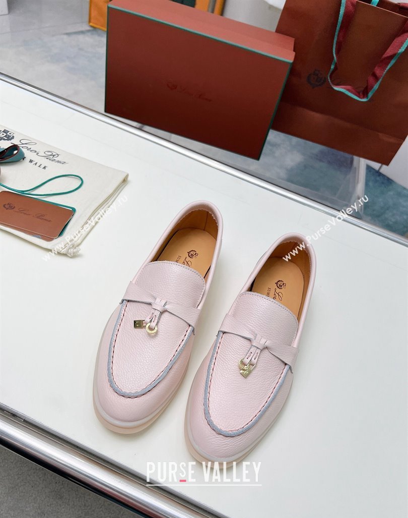 Loro Piana Grained Leather Loafers Light Pink 2024 0904 (MD-240904087)