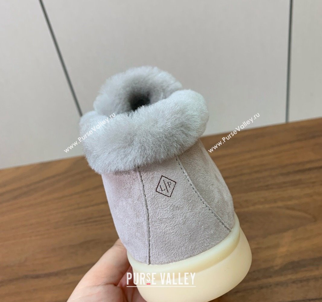 Loro Piana High-top Loafers in Suede and Wool Fur Pearl Grey 2024 LP101102 (KL-241011057)