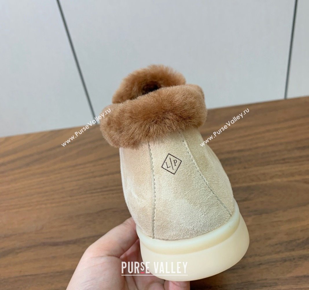 Loro Piana High-top Loafers in Suede and Wool Fur 387Beige 2024 LP101102 (KL-241011059)