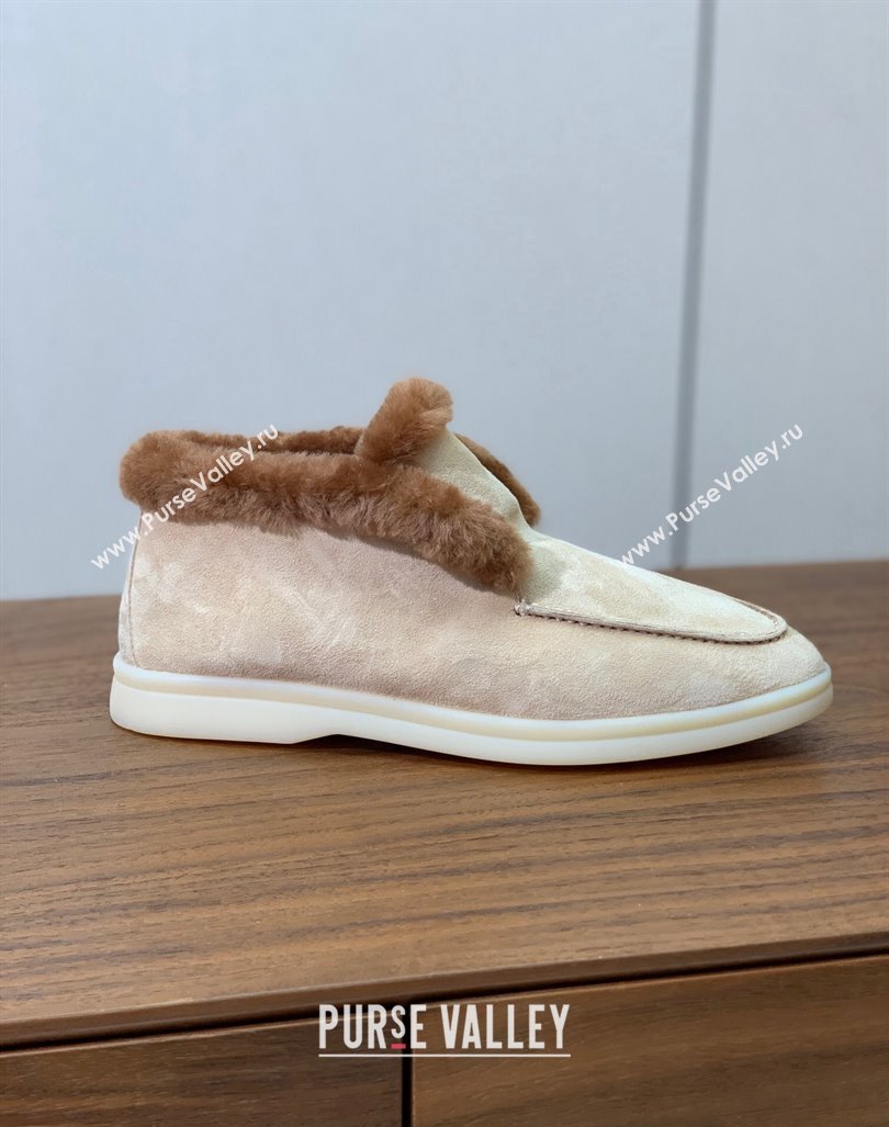 Loro Piana High-top Loafers in Suede and Wool Fur 387Beige 2024 LP101102 (KL-241011059)