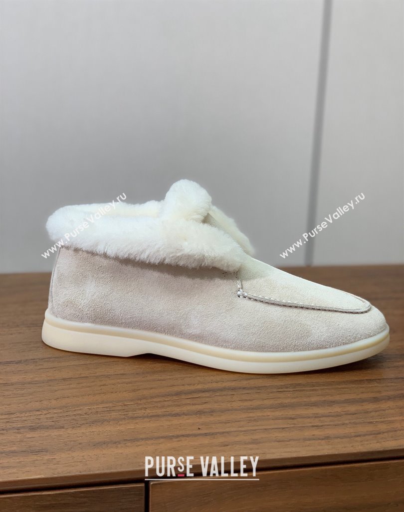 Loro Piana High-top Loafers in Suede and Wool Fur Pale Beige 2024 LP101102 (KL-241011061)