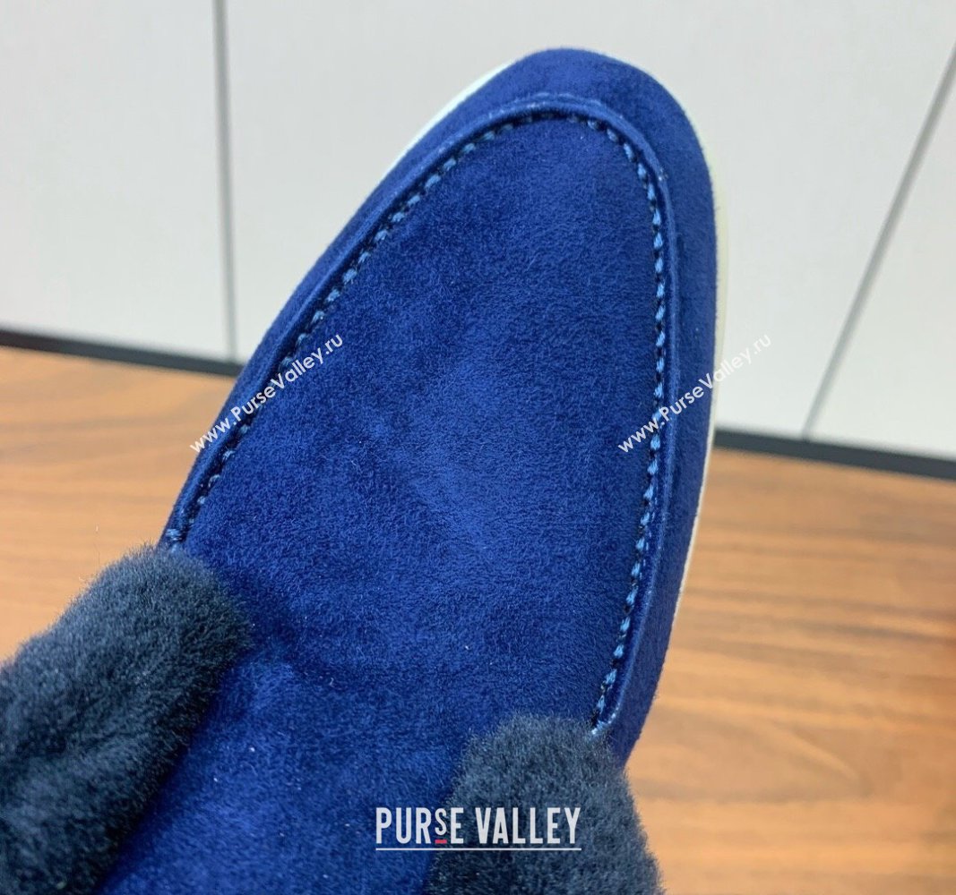 Loro Piana High-top Loafers in Suede and Wool Fur Deep Blue 2024 LP101102 (KL-241011062)