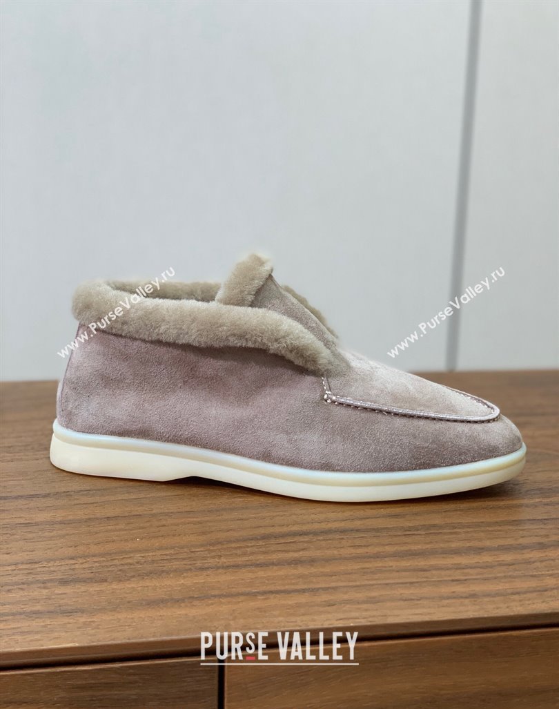 Loro Piana High-top Loafers in Suede and Wool Fur Dusty Camel 2024 LP101102 (KL-241011063)