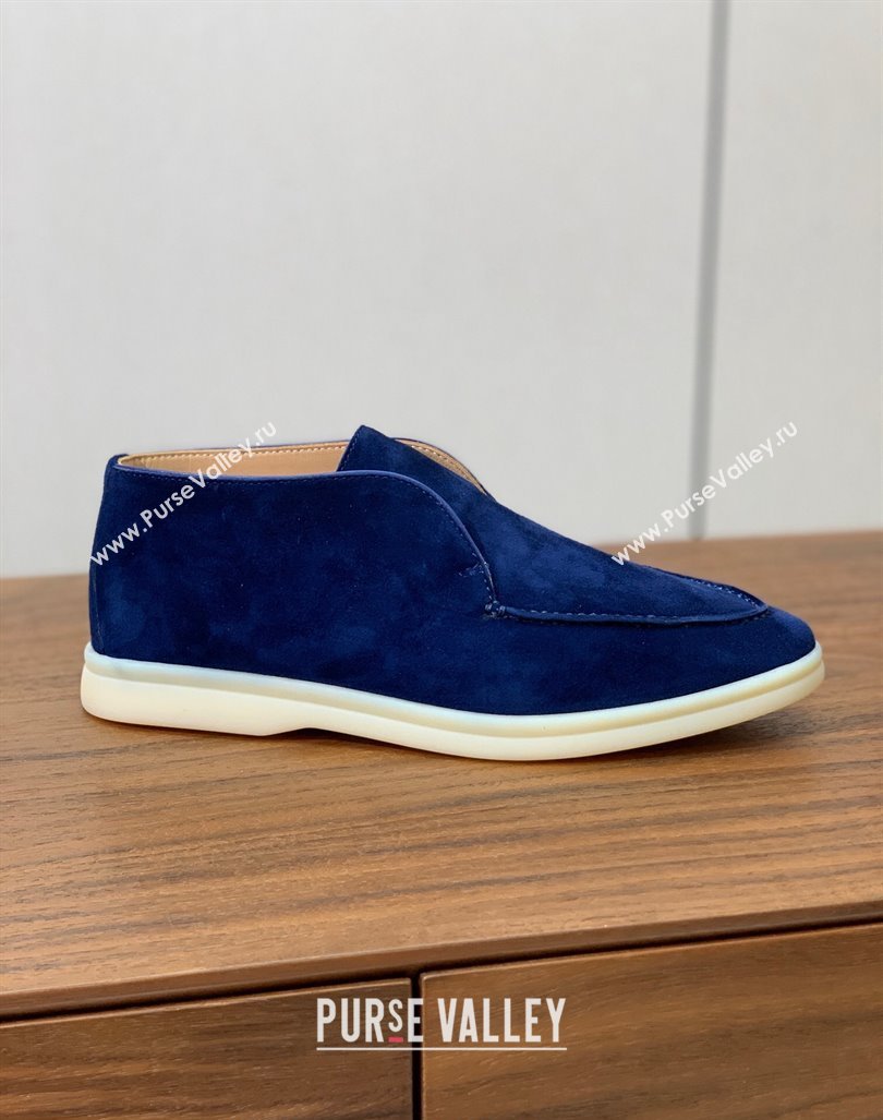 Loro Piana Suede High-top Loafers Deep Blue 2024 LP101101 (KL-241011051)