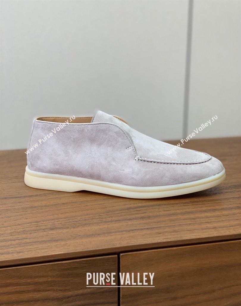 Loro Piana Suede High-top Loafers Pale Grey 2024 LP101101 (KL-241011046)