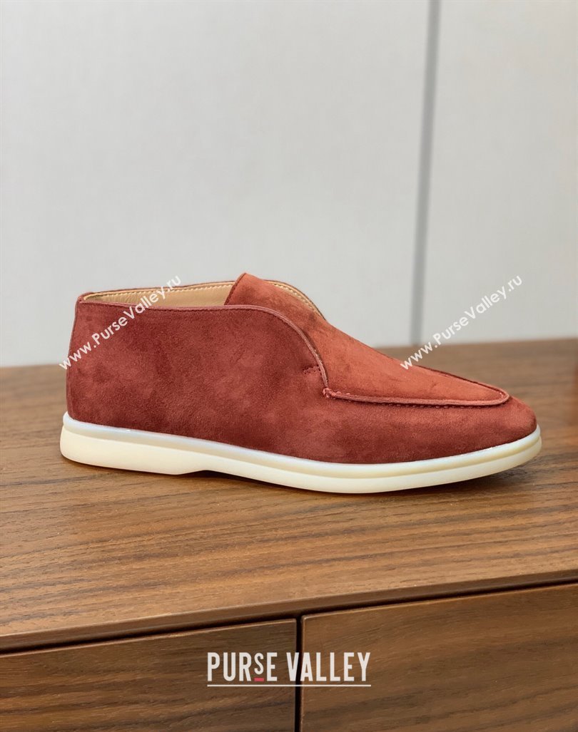 Loro Piana Suede High-top Loafers Brick Red 2024 LP101101 (KL-241011056)