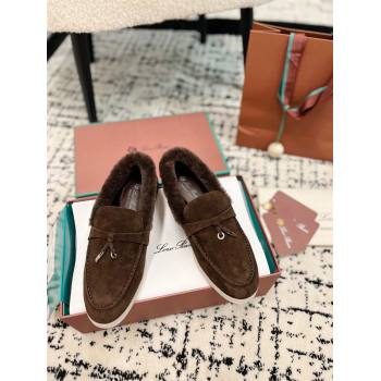 Loro Piana Summer Charm Loafers in Suede and Rabbit Fur Coffee Brown 2024 LP101103 (KL-241011069)