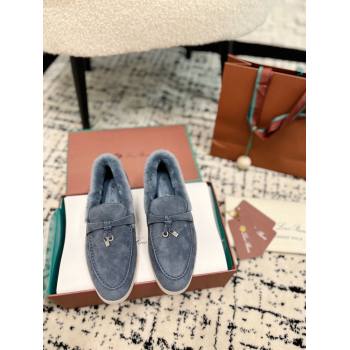 Loro Piana Summer Charm Loafers in Suede and Rabbit Fur Grey2 2024 LP101103 (KL-241011070)