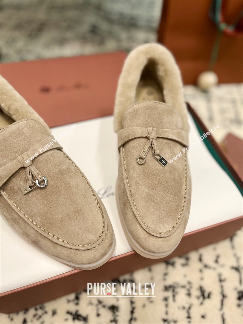 Loro Piana Summer Charm Loafers in Suede and Rabbit Fur Grey3 2024 LP101103 (KL-241011077)