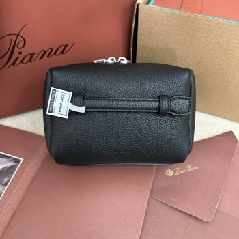 Loro Piana Small Extra Travel Pouch in Calfsklin Leather Black 2024 (ssz-241108011)