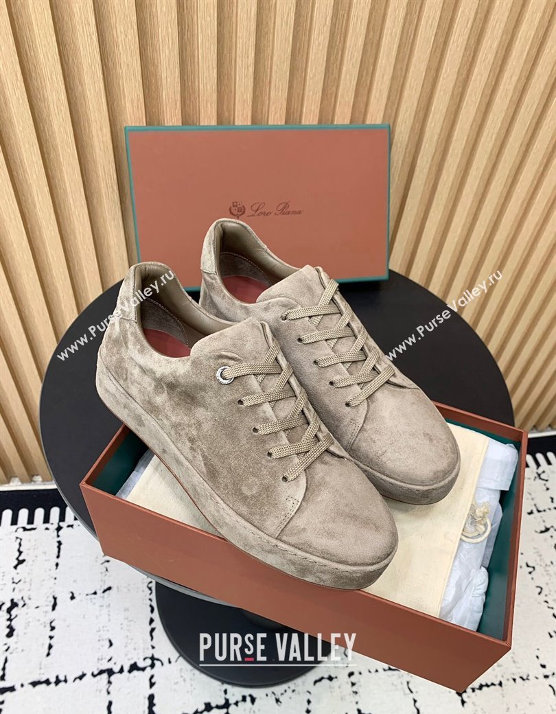 Loro Piana Nuages Low top Sneakers in Suede Khaki 2024 LP111302 (KER-241113077)