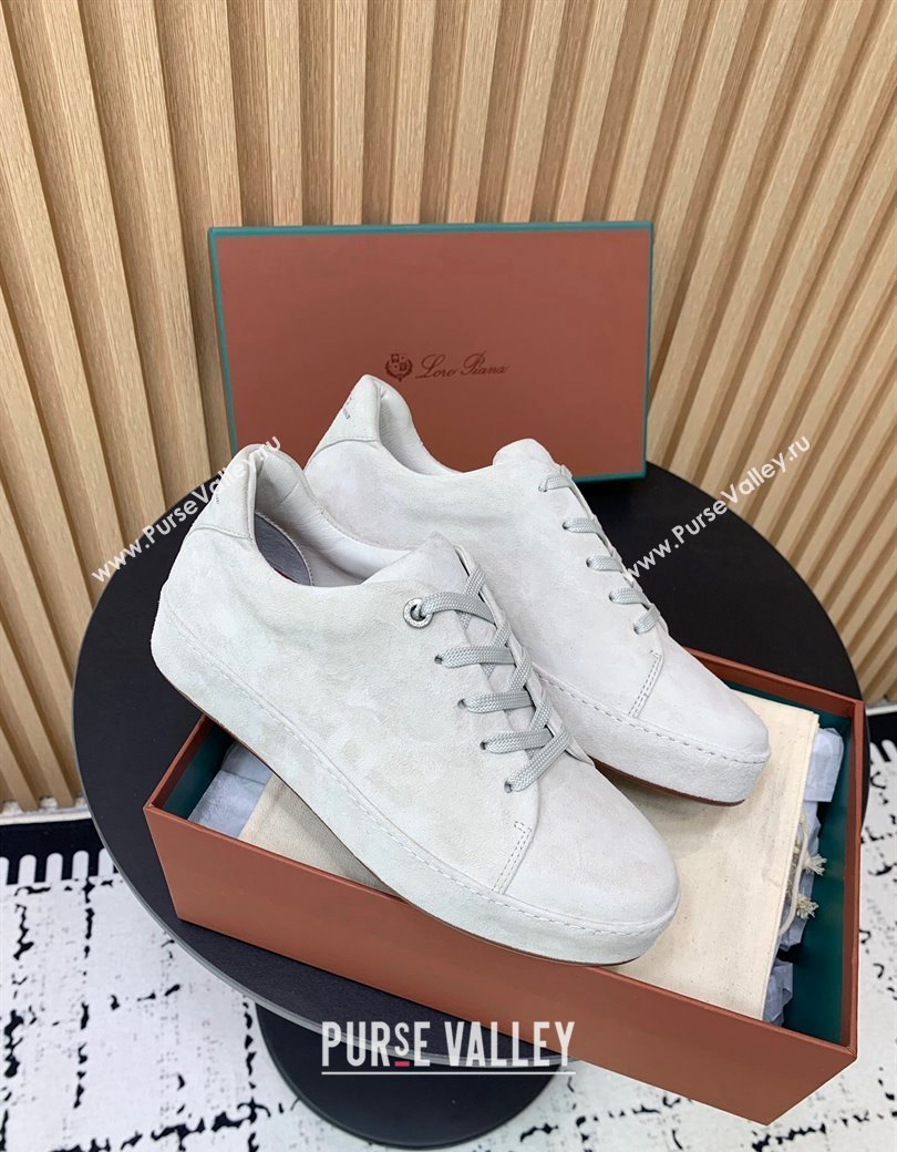 Loro Piana Nuages Low top Sneakers in Suede White 2024 LP111302 (KER-241113078)