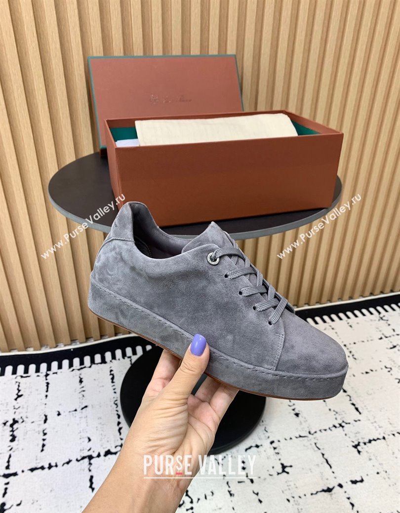 Loro Piana Nuages Low top Sneakers in Suede Grey2 2024 LP111302 (KER-241113079)