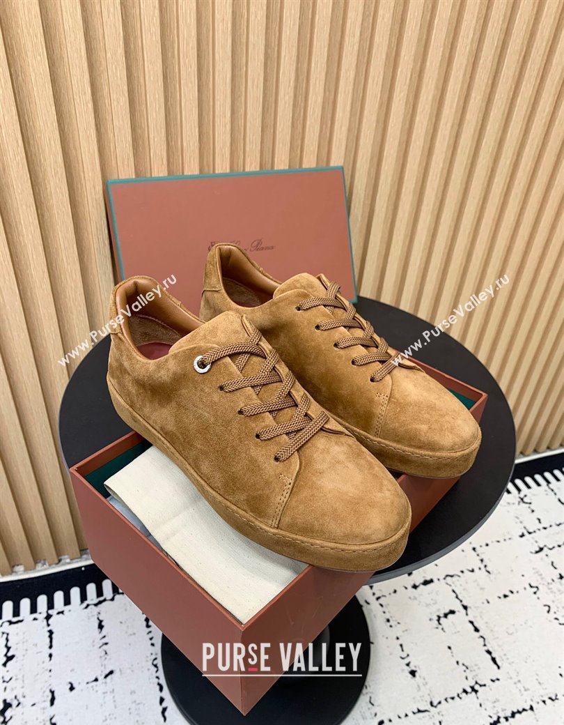 Loro Piana Nuages Low top Sneakers in Suede Caramel Brown 2024 LP111302 (KER-241113082)