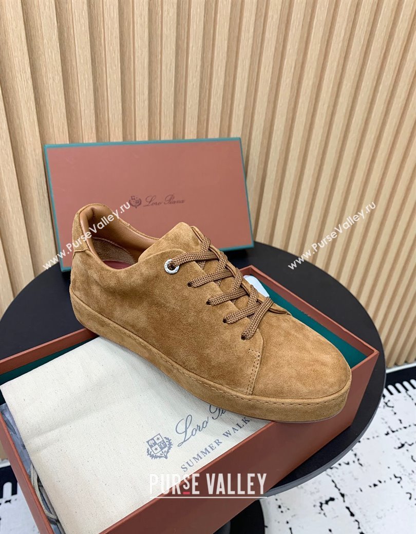 Loro Piana Nuages Low top Sneakers in Suede Caramel Brown 2024 LP111302 (KER-241113082)