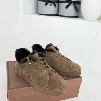 Loro Piana Low top Sneakers in Suede and Wool Fur Grey2 2024 LP111303 (KER-241113088)