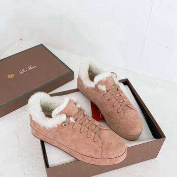 Loro Piana Low top Sneakers in Suede and Wool Fur Light Pink 2024 LP111303 (KER-241113091)