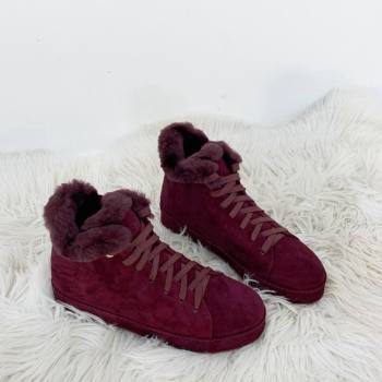 Loro Piana High top Sneakers in Suede and Wool Fur Grape Purple 2024 LP111304 (KER-241113100)