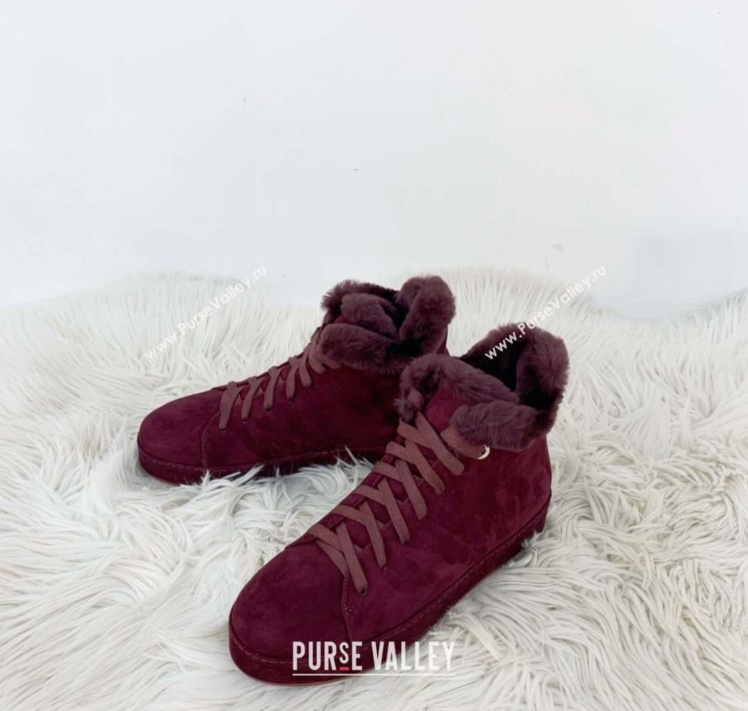 Loro Piana High top Sneakers in Suede and Wool Fur Grape Purple 2024 LP111304 (KER-241113100)