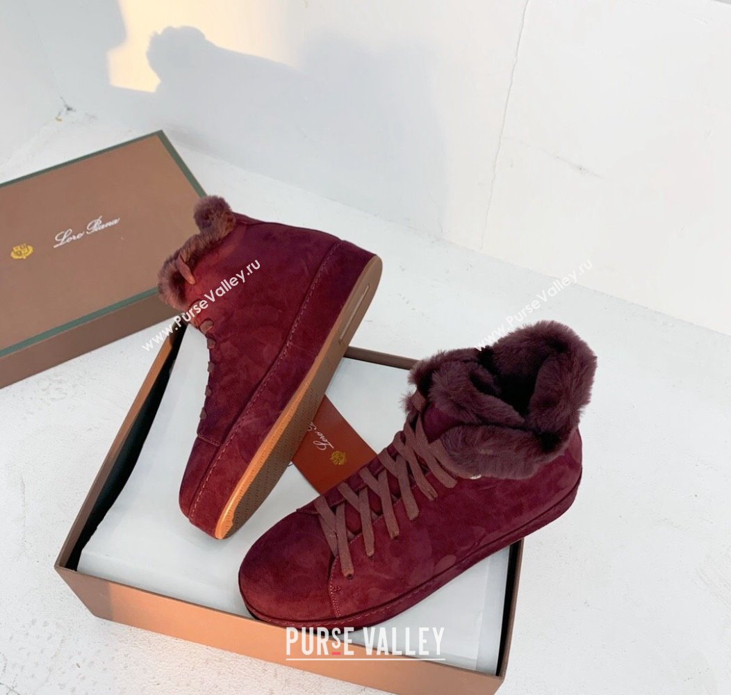 Loro Piana High top Sneakers in Suede and Wool Fur Grape Purple 2024 LP111304 (KER-241113100)