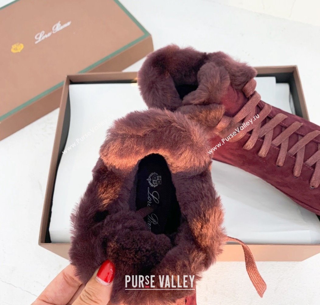 Loro Piana High top Sneakers in Suede and Wool Fur Grape Purple 2024 LP111304 (KER-241113100)