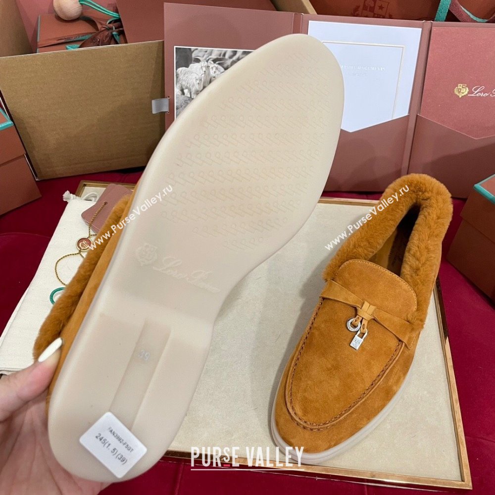 Loro Piana Summer Charm Loafers in Suede and Beaver Fur Brown Yellow 2024 LP101103 (KL-241113139)