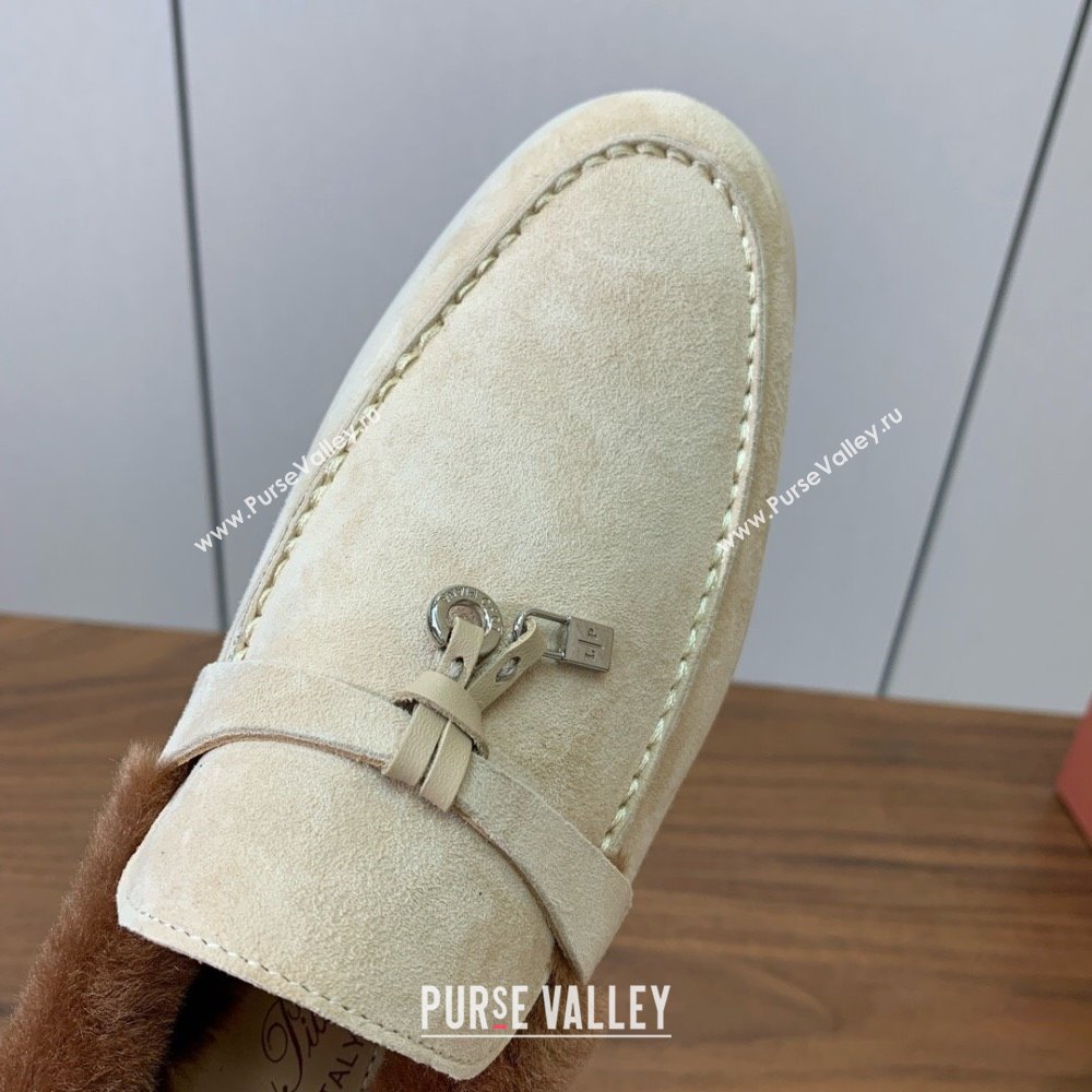 Loro Piana Summer Charm Loafers in Suede and Wool Fur 387Apricot 2024 LP101103 (KL-241113124)