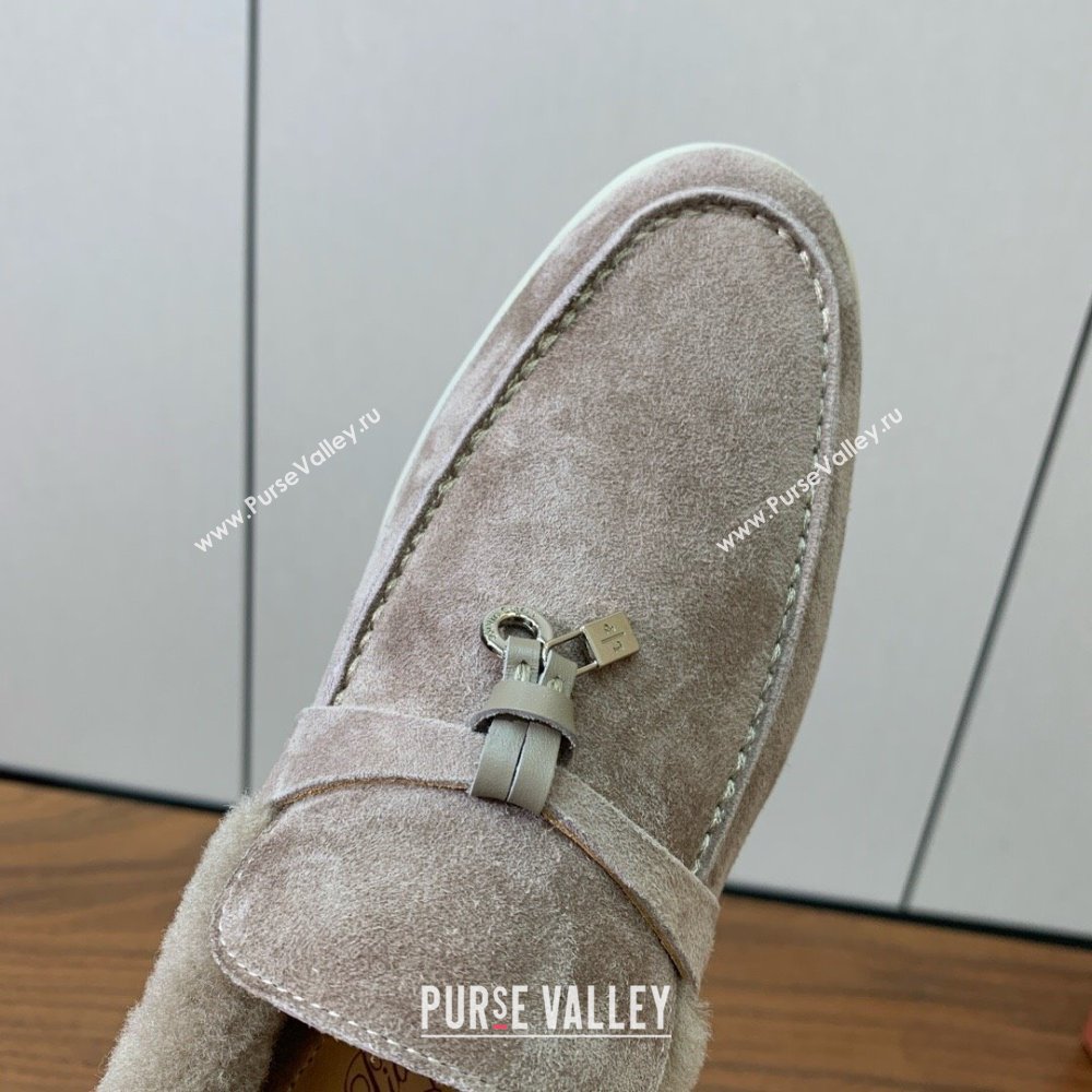 Loro Piana Summer Charm Loafers in Suede and Wool Fur Camel 2024 LP101103 (KL-241113128)