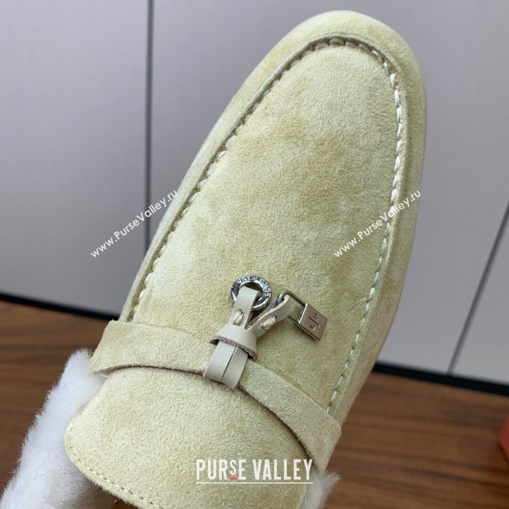 Loro Piana Summer Charm Loafers in Suede and Wool Fur Lyw Apricot 2024 LP101103 (KL-241113131)