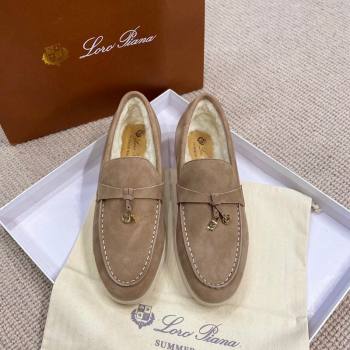 Loro Piana Summer Charm Loafers in Suede with Wool Lining Dark Khaki 2024 LP123001 (KL-241230001)