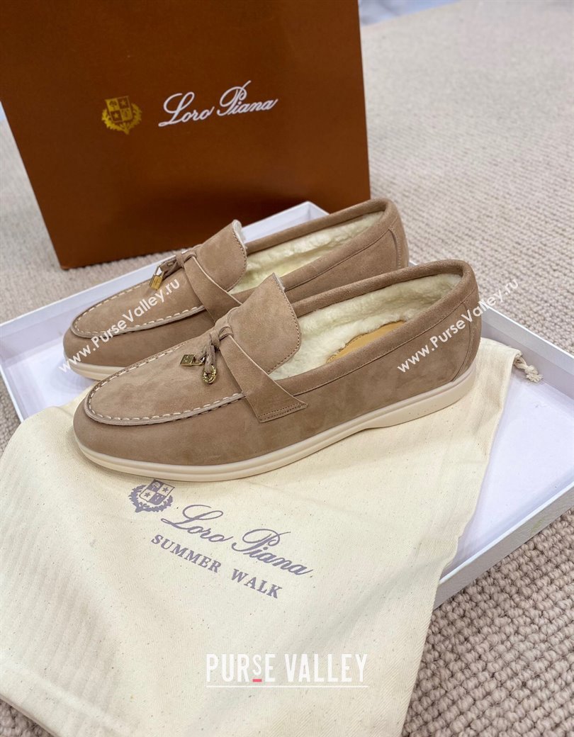 Loro Piana Summer Charm Loafers in Suede with Wool Lining Dark Khaki 2024 LP123001 (KL-241230001)